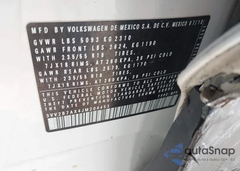 2018 Volkswagen Tiguan 2.0T Se/2.0T Sel from USA, damaged, VIN 3VV2B7AX4JM204453